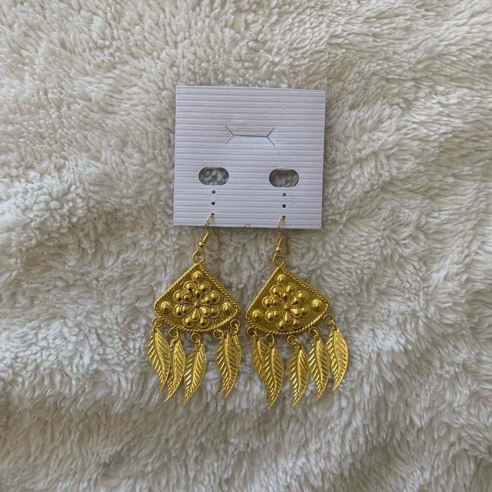 Yellow Gold Plated Filled Earrings Design From Thailand